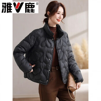 Yalu 2026 winter new thickened warm women's short style 2026 new winter windproof women's warm duck down jacket dark green m (recommended 110-130 catties)