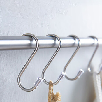 Green source s-shaped hook thick stainless steel hook kitchen hook no punching multi-purpose hook 9cm (pack of 10)