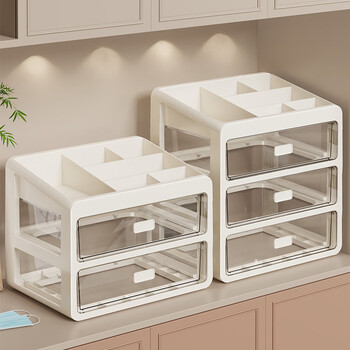 Fantasy storage box living room drawer type layered storage organizer key storage rack transparent white medium size 2 layers