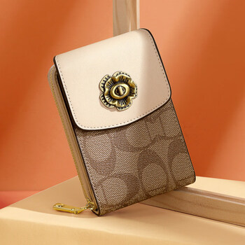 Shiganuka bag women's 2026 new id wallet two-in-one women's large capacity multi-card driver's license khaki