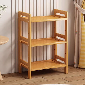 Fantasy storage rack storage rack bookshelf floor display shelf small tea rack under the table narrow shape primary color 3 layers 35cm long bold and thickened