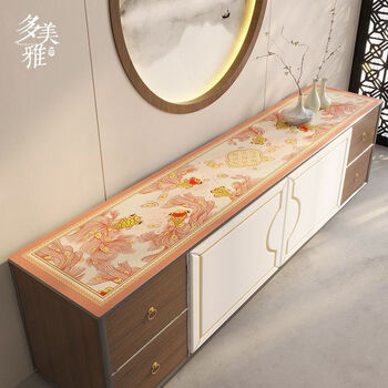 Fantasy chinese tv cabinet tablecloth cover cloth waterproof and oil-proof no-wash leather table mat shoe cabinet mat countertop rubber mat dustproof mat wealth and wealth 30x80cm