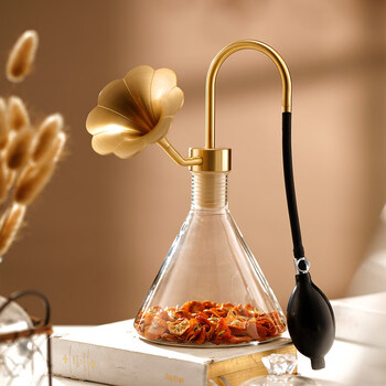 He jiagong liquor smelling device, smelling vessel, tangerine peel liquor aroma testing device display, wine smelling device, copper horn, scent bottle, coffee, small white + brass morning flower