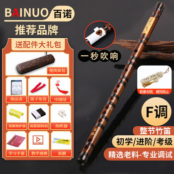 Bailuo professional f-key flute for beginners, adult bamboo flute instrument, beginners, zero-based introduction, refined performance of ancient style horizontal flute