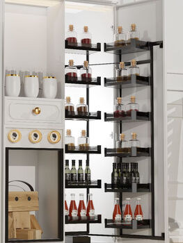 Yusen yi ke yasi high cabinet pull basket all-aluminum customized linkage basket cabinet big monster linkage basket storage snack basket extremely shallow 450 cabinet net depth 90-340 six-layer door linkage type