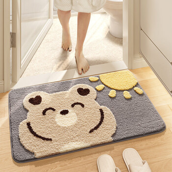 Pupan absorbent carpet, bathroom door mat, bathroom mat, non-slip mat, home bathroom floor mat, living room toilet floor mat, bear traveling in space 40x60cm, two-piece combination set, easy to change and wash, recommended for lazy people