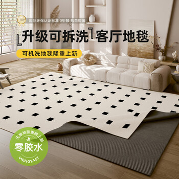 Sanqihu removable and washable carpet living room 2025 new light luxury high-end waterproof and anti-fouling formaldehyde-free glue-free machine washable floor mat yabian cxq043 removable and washable custom size contact customer service