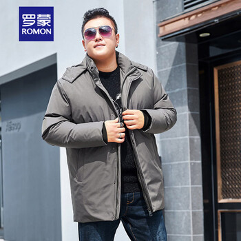Romon's new down jacket men's fattened plus size middle-aged and elderly dad's thickened large size business mid-length live-faced jacket, deep space gray 2xl