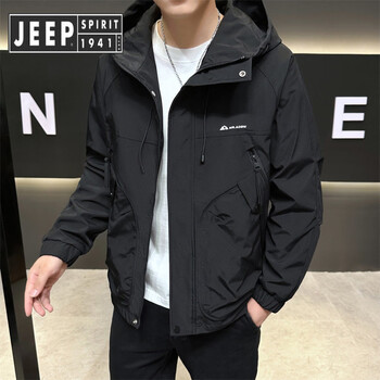Jeep spirit jeep jacket men's autumn and winter 2025 new velvet work jacket men's winter casual windproof jacket 5886 black thin section 5xl weight 180-200 jin