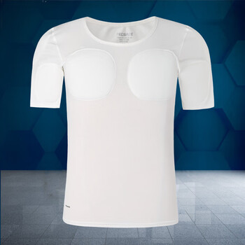 Jian fei's new shapeless fake muscle inner clothes men's t-shirt shoulder pads invisible simulated fake chest muscles fake abdominal muscles short-sleeved cos white short-sleeved (eighth generation) m weight 110 catties-130 catties