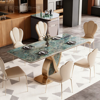 Bangkanuo's new luxury stone slate island dining table integrated home small apartment kitchen sideboard integrated light luxury high-end tea table xingchenhai luxury stone slate 1.4 retractable dining table + microwave + chair * 4