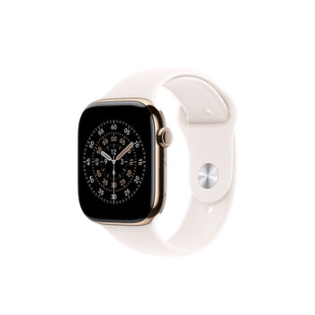 Apple/apple watch s11 smart watch gps+ cellular model 46mm gold titanium case light peach pink sports strap s/m mfe04ch/b