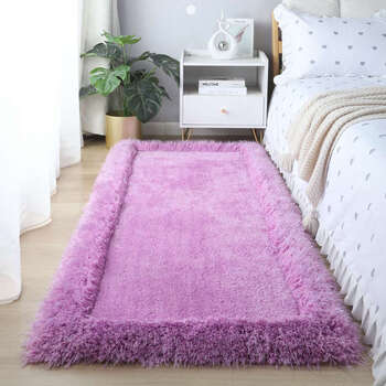 Yusenyi bedroom bedside carpet rectangular thickened no-wash yarn woven cotton bottom moisture-proof customized large size rectangular purple bedside blanket 80cm 160cm ready for delivery in seconds
