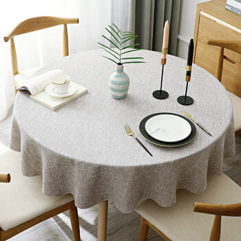 Junyuexi tablecloth light luxury high-end round table cloth cotton and linen fresh round home nordic simple restaurant hotel hotel light gray 240cm round tablecloth