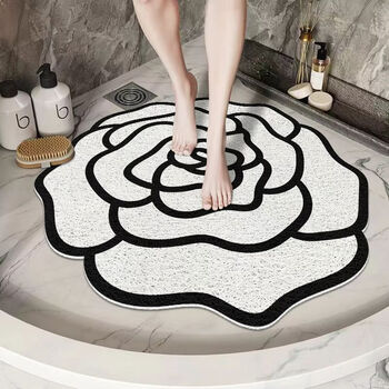 Fantasy bathroom dry and wet separation floor mat is fresh, soft and does not hurt your feet. bath room shower room wire loop carpet is stain-resistant and easy to take care of. jn-mottled custom size flower silk circle floor mat