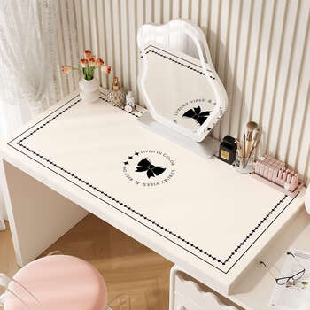 Pupan dressing table leather table mat, high-end waterproof coffee table tablecloth, bedroom nail art and makeup table mat, yuruo qianqian, 40x100cm, easy to wipe and no wash