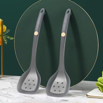 Yong huan spatula non-stick cooking spatula cooking spoon kitchenware spatula smoke gray spatula + upgraded stainless steel core pacifier silicone high temperature resistance 260