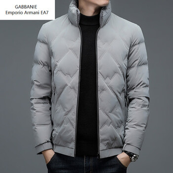 Emporio armani ea7 armani 2026 new men's double-sided down jacket autumn and winter high-end thickened warm stand-up collar top gray 2xl