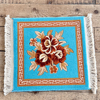 Jun yuexi xinjiang tibetan ethnic style wool carpet new zealand pure room bay window hand-cut flower home chinese style sofa peony peacock blue 0.6-2.2m