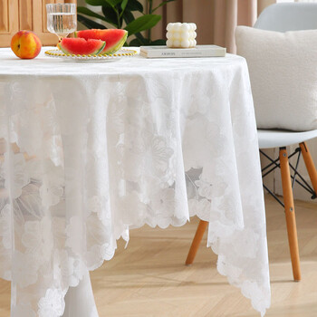 Fantasy high-end cotton and linen tablecloth tassel coffee table tablecloth lace retro style home rectangular tablecloth camellia 140x300cm