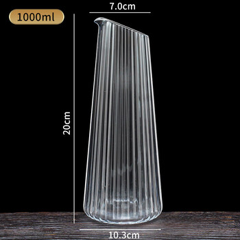 Tuojin japan imported quality glass liquor cup wine dispenser set commercial household glass wine dispenser scale thickened red stripe-slanted mouth pot 1000ml/large size