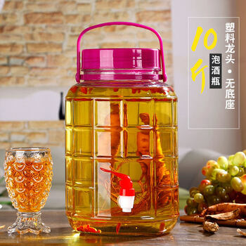 Tuojin imported quality bubble wine glass bottle from germany with faucet wine jar wine jar household enzyme barrel container 10 jins 20 jins thickened square 10 jins + anti-blocking plastic faucet