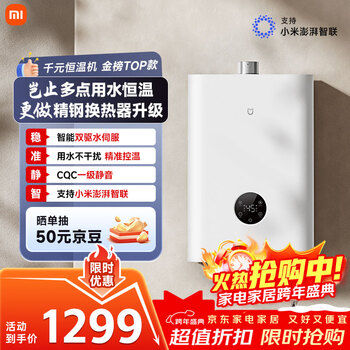 Mijia xiaomi dual drive water servo constant temperature s10 16-liter smart gas home water heater level 1 silent natural gas capacity increase energy saving gas trade-in mj05