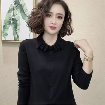 2025 autumn and winter new style fashionable and age-reducing design double-sided velvet csqy stacked collar bottoming shirt jd black l recommended 90-110 pounds