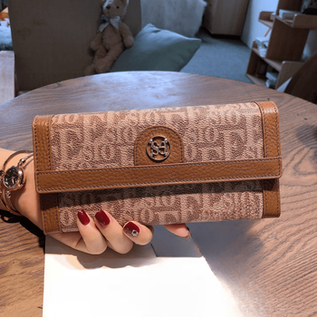 Kangaroo luxury long wallet for women 2026 new large capacity wallet multi-card slot card holder wallet simple coffee 10 card slots 2 large note slots