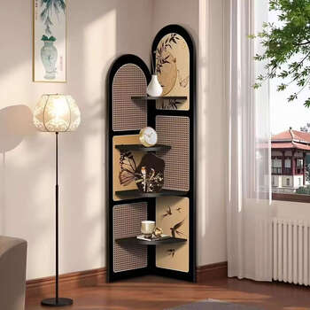 Fantasy cabinet bedside floor-standing ornaments decorative bookshelf living room storage triangle cabinet corner shelf xishangmeishao 1 meter short style