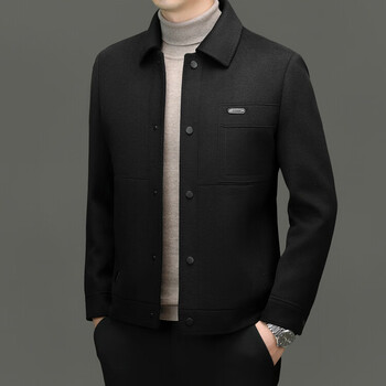 Kbxng jinba autumn and winter wool short jacket men's woolen coat young and middle-aged high-end maillard workwear woolen black xl