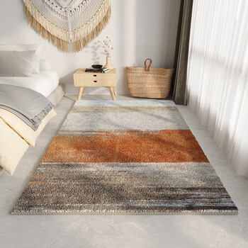 Jun yuexi autumn and winter carpet living room bedroom bedside entry light luxury master bedroom tail bed front bedside light luxury no-care floor mat bed orange 180cm*250cm upgraded encrypted style