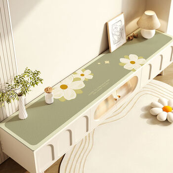 Fantasy tv cabinet table mat long tablecloth cuttable shoe cabinet sideboard mat star point mo green classic warm color size/rounded corner customization, please contact customer service first..
