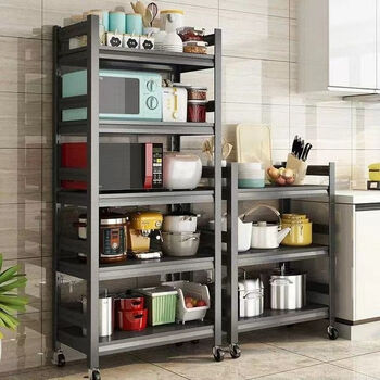 Fantasy simple modern carbon steel floor-standing adjustable height storage rack household sundries multi-functional storage rack length 70 width 30 adjustable layer height new upgraded three-layer 86 height with fence wheels