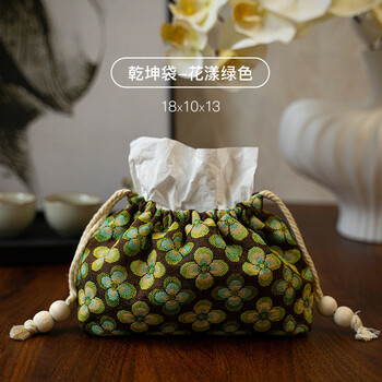 Fantasy contrasting color flower tissue box, high-end desktop tissue box, light luxury home living room, high-looking storage box, ins style, qiankun bag, flowery green