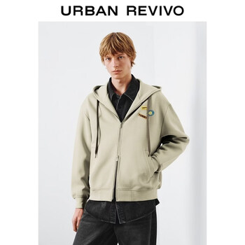 Ur2026 spring new men's trendy hooded drawstring embroidered super loose jacket uuv160007