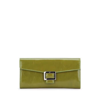 Roger vivier women's wallet portable storage daily use closed green glossy flip design callagreenv221afgreenv428 tu