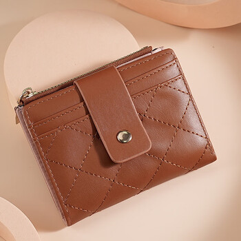 Domestic products carefully selected new women's wallet short color card holder 2023 summer women's wallet zipper coin purse bl-3157 brown