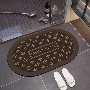 Wings soft diatom mud absorbent floor mat bathroom bathroom entrance non-slip foot mat bathroom toilet small carpet violent bear ywj10 oval 80x120cm upgraded thickening about 3.5mm丨soft q-elastic