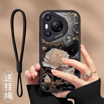 Flash devil srtdevil suitable for pa70ultra mobile phone case new p60pro chinese style p50e light luxury 4 fuguang golden lotus-cool black all-inclusive lens comes with lanyard pa70pro+