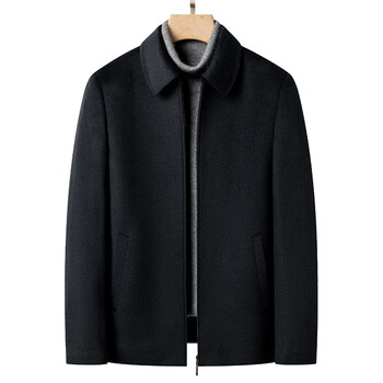 Kbxng jinba goose down lined cashmere jacket men's light luxury business casual autumn and winter dad thickened wool winter jacket black 4xl 195