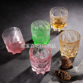 New whiskey cup tasting rock pattern cup vodka cup tasting cup advanced classical water glass beer cup frosted green stone pattern cup 300ml (1 piece)