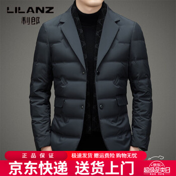 Lilanz 2026 winter men's suit down jacket business middle-aged scarf collar cold-proof down jacket suit jacket for men haqing m 170