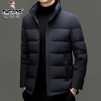 Woodpecker high-end 90 duck down down jacket men's winter casual stand-up collar new warm and cold-proof middle-aged solid color men's jacket 68601 shrimp green m 170