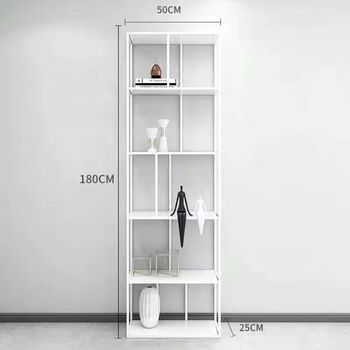 Fantasy office study storage bookcase bedroom wall shelf living room bookshelf iron nordic partition multi-layer simple white 120x25x180