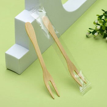 Fantasy disposable fork, disposable fruit fork, food fruit fork, fruit plate fork, dessert bamboo dessert fork, fruit skewer bamboo fork, bamboo two-tine fork individually packaged 100 pieces