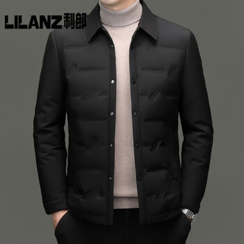 Lilang white duck down jacket men's 2025 winter lapel lapel young and middle-aged casual warm solid color lightweight down jacket men black 3xl