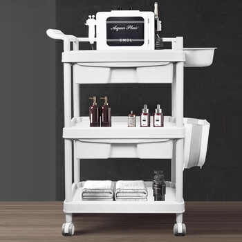 He jiagong beauty salon special trolley skin management mobile push shelf plastic surgery light luxury instrument tool trolley t5-white-01 two-layer trolley (no drawer)