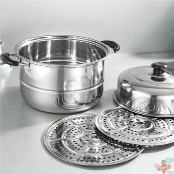 Tuojin imported quality 304 extra thick stainless steel double-layer steamer from japan, household steamer, large soup pot, steamed fish pot, electromagnetic, special price for one day after clearance + 304 extra thick + lid + 2 26cm