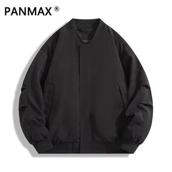Panmax american baseball uniform jacket top new trendy brand retro casual loose versatile bomber jacket black m recommended 110-130 pounds